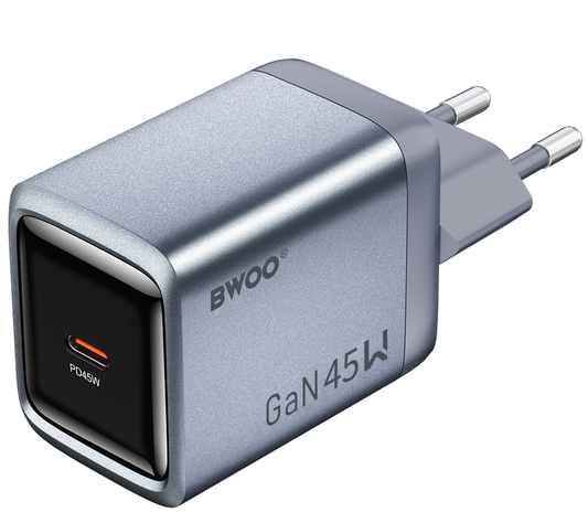 Caricatore da rete BWOO BO-CDA238, 45W, 3A, 1 x USB-C, Grigio