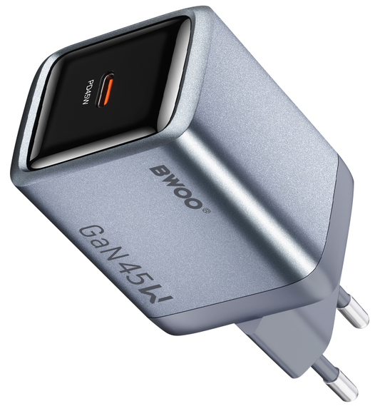 Caricatore da rete BWOO BO-CDA238, 45W, 3A, 1 x USB-C, Grigio