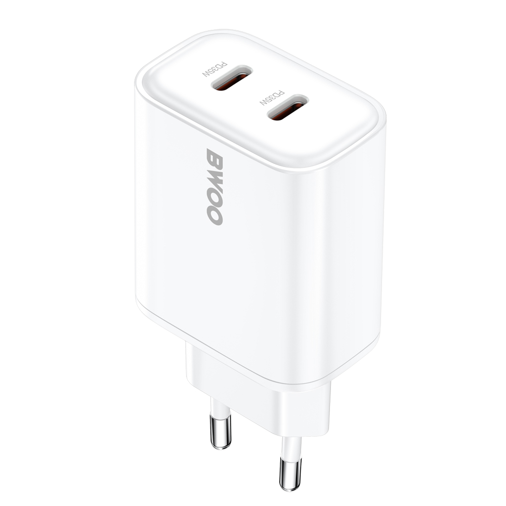 Caricatore da rete BWOO CDA206, 35W, 3A, 2 x USB-C, Bianco