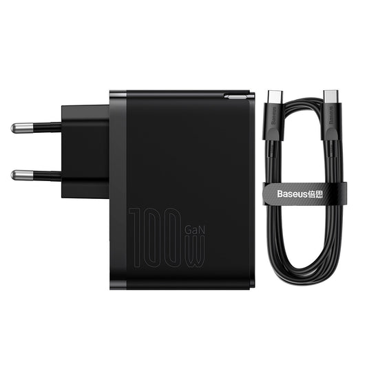 Caricabatterie Rete con Cavo USB-C Baseus GaN5 Pro, 100W, 3A, 1 x USB-A - 1 x USB-C, Nero CCGP090201