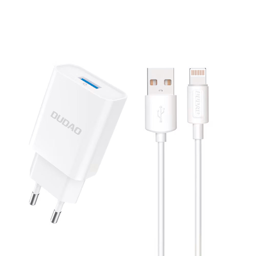 Caricabatterie da Rete con Cavo Lightning Dudao A4EU, 10W, 2.1A, 1 x USB-A, Bianco