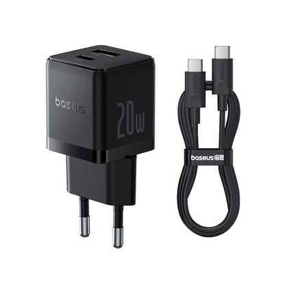 Caricabatterie da rete con cavo USB-C Baseus Palm, 20W, 3A, 1 x USB-A - 1 x USB-C, Nero P10111608113-01