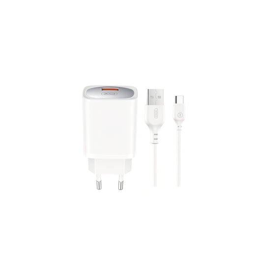 Caricabatterie da Rete con Cavo USB-C XO Design CE19, 18W, 3A, 1 x USB-A, Bianco