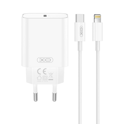 Caricatore da rete con cavo Lightning XO Design CE32, 20W, 3A, 1 x USB-C, Bianco