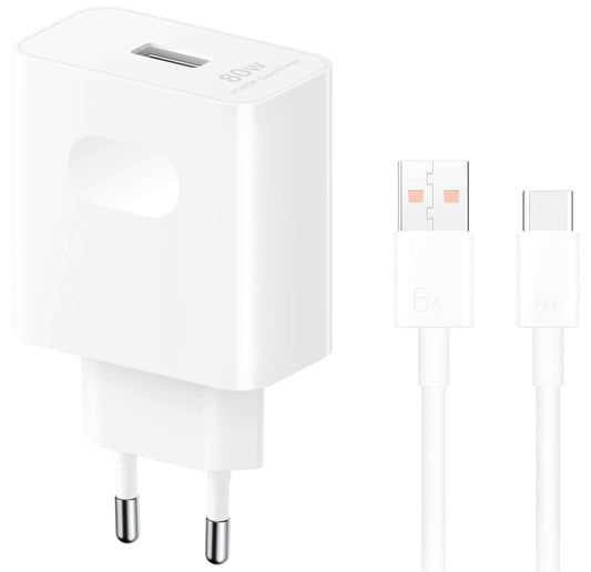 Caricatore da rete con cavo USB-C Honor, 80W, 1 x USB-A, Bianco