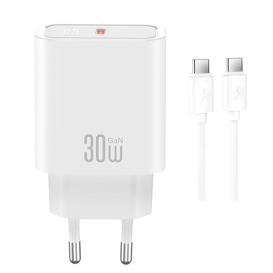 Caricatore da rete con cavo USB-C XO Design CE41, 30W, 3A, 1 x USB-C, Bianco