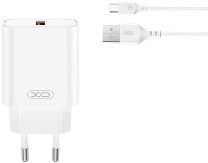 Caricabatterie da Rete con Cavo microUSB XO Design CE33, 18W, 3A, 1 x USB-A, Bianco