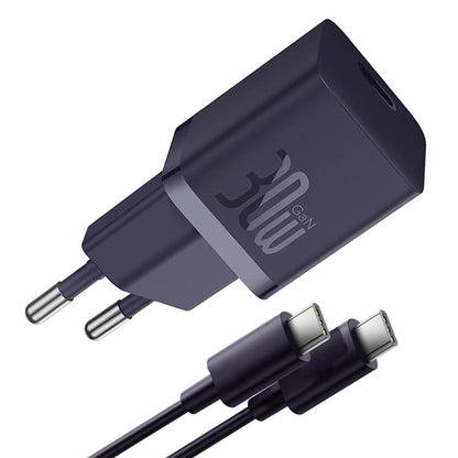 Caricabatterie da rete con cavo USB-C Baseus GaN Mini 1C, 30W, 3A, 1 x USB-C, Viola P10110902523-00