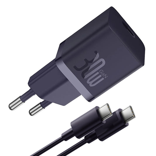 Baseus GaN Mini 1C USB-C Network Charger with Cable, 30W, 3A, 1 x USB-C, Purple P10110902523-00