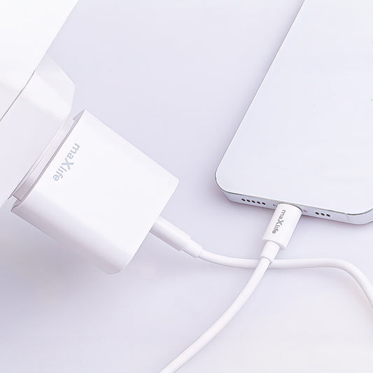 Caricabatterie da Rete con Cavo USB-C MaXlife MXTC-06-20AC, 20W, 3A, 1 x USB-A - 1 x USB-C, Bianco