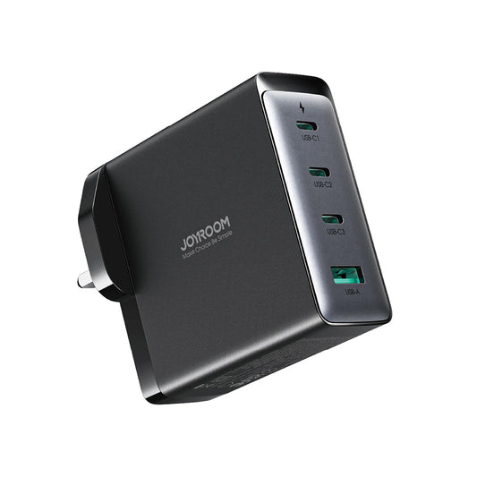 Network Charger with USB-C Cable Joyroom JR-TCG05UK, 140W, 5A, 1 x USB-A - 3 x USB-C, UK, Black
