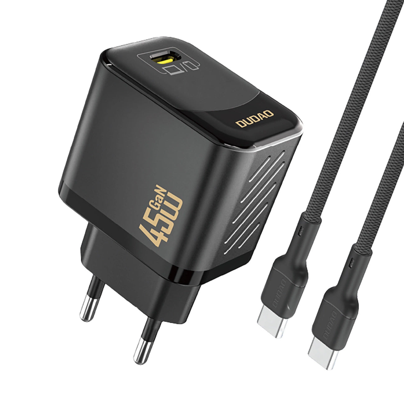 Caricabatterie da Rete con Cavo USB-C Dudao A28C, 45W, 3A, 1 x USB-C, Nero