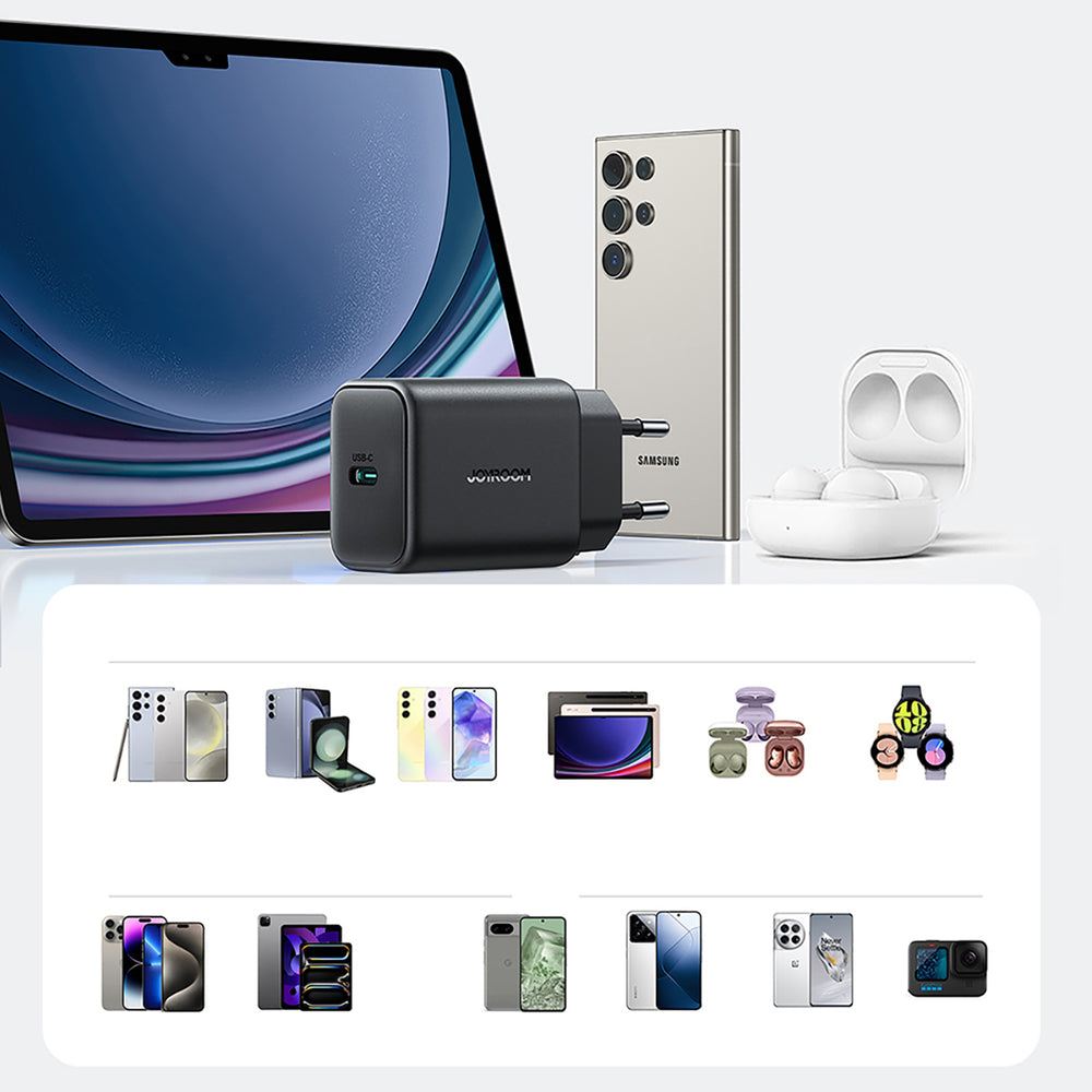 Caricabatterie da Rete con Cavo USB-C Joyroom JR-TCF23, 25W, 3A, 1 x USB-C, Nero