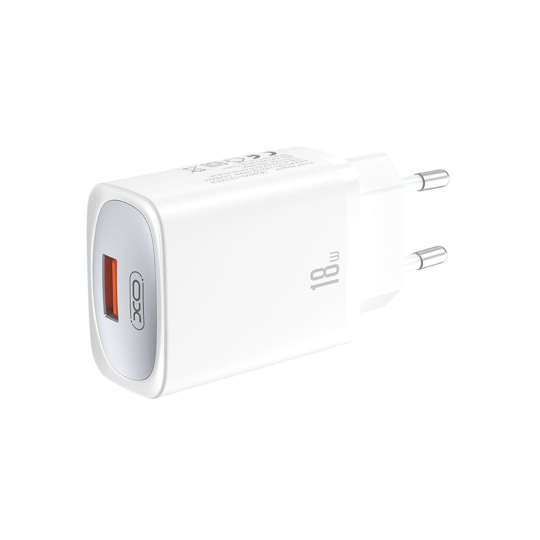 Caricabatterie da Rete con Cavo USB-C XO Design CE19, 18W, 3A, 1 x USB-A, Bianco
