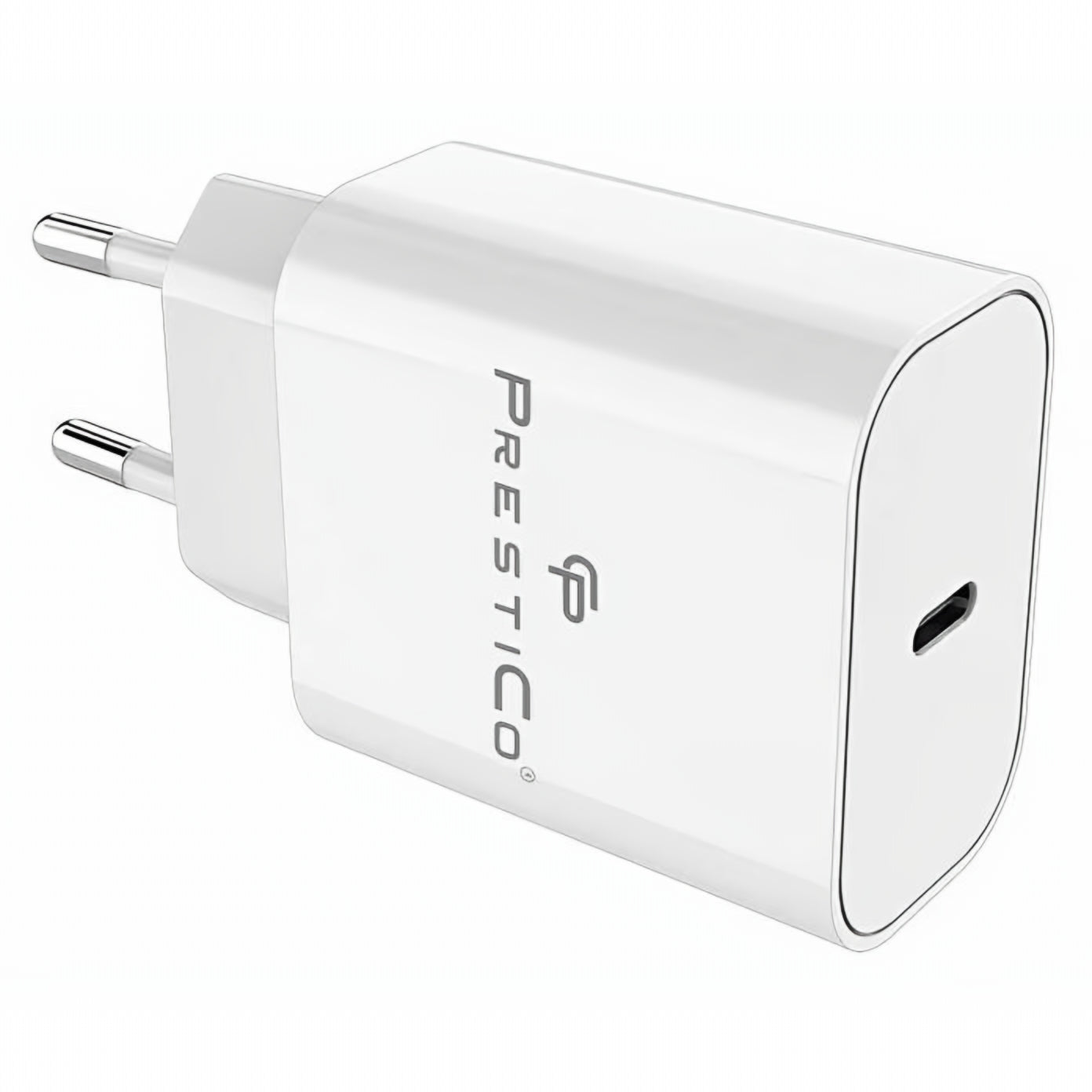 Caricabatterie da rete con cavo USB-C Prestico F15S-C, 30W, 3A, 1 x USB-C, Bianco