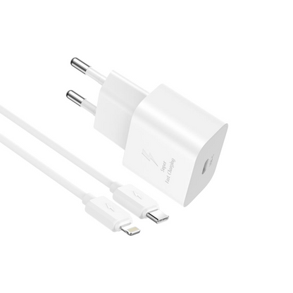 Caricatore da rete con cavo Lightning XO Design L167, 25W, 3A, 1 x USB-C, Bianco