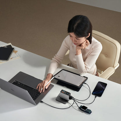 Caricatore da rete con cavo USB-C Cuktech AD1204U Display, 120W, 6A, 1 x USB-A - 2 x USB-C, Argento