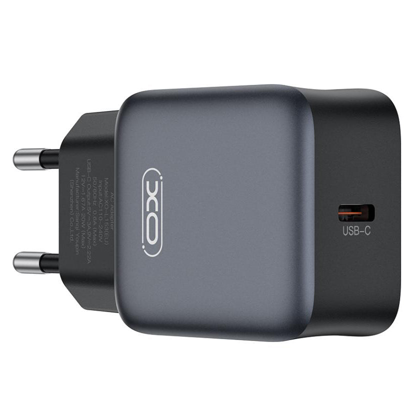 Caricabatterie da Rete con Cavo USB-C XO Design L155, 30W, 3A, 1 x USB-C, Nero