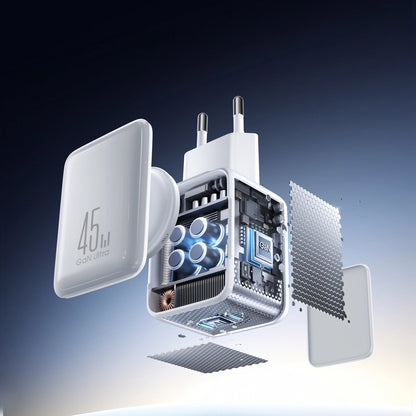 Caricabatterie Rete con Cavo USB-C Joyroom JR-TCL05, 45W, 3A, 2 x USB-C, Bianco