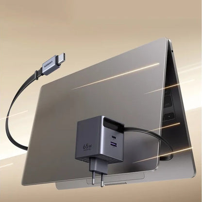 Caricabatterie da Rete con Cavo USB-C UGREEN X615, 65W, 3A, 1 x USB-A - 1 x USB-C, Grigio