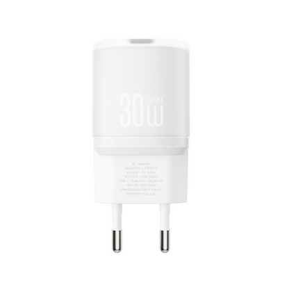 Caricabatterie Rete con Cavo USB-C XO Design L150, 30W, 3A, 1 x USB-C, Bianco