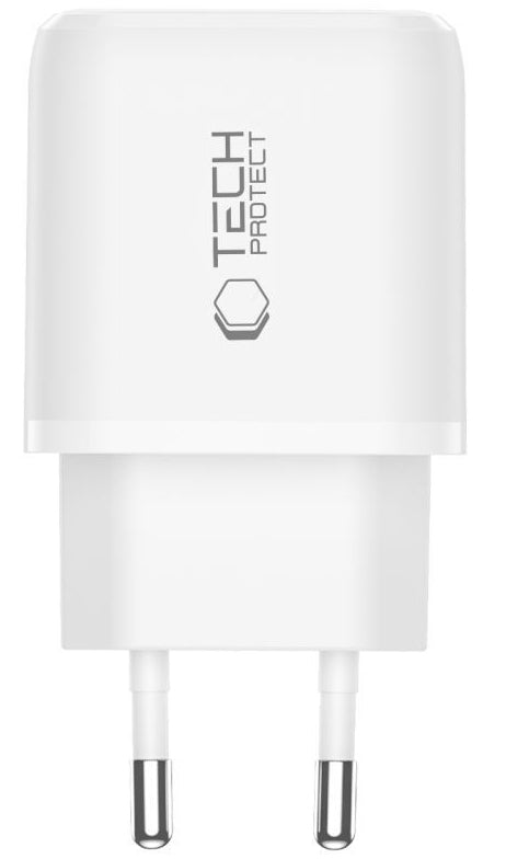 Caricabatterie Rete con Cavo USB-C Tech-Protect NCA45W, 45W, 3A, 1 x USB-A - 1 x USB-C, Bianco