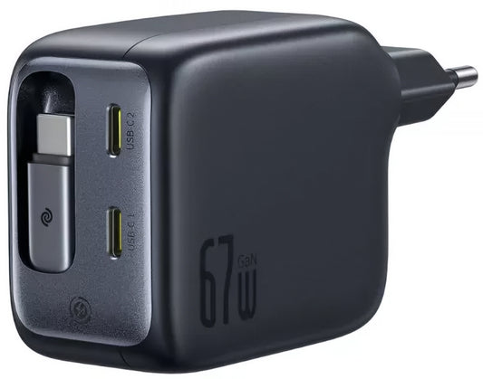Caricabatterie Rete con Cavo USB-C Baseus EnerCore CJ11, 67W, 3.35A, 2 x USB-C, Nero E0121E00