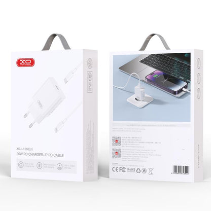 Caricatore da rete con cavo Lightning XO Design L126, 20W, 3A, 1 x USB-C, Bianco
