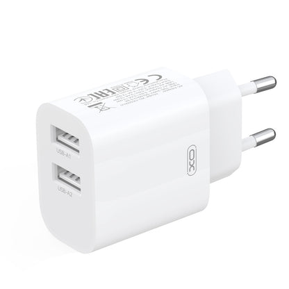 Caricatore da rete con cavo Lightning XO Design CE55, 12 W, 2,4 A, 2 x USB-A, bianco