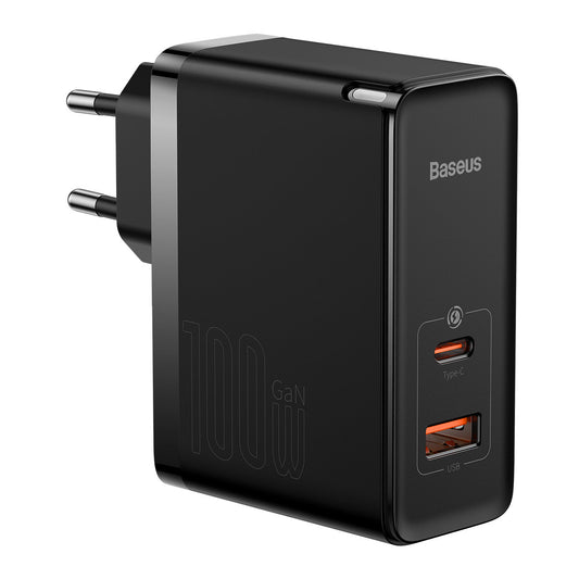 Caricabatterie Rete con Cavo USB-C Baseus GaN5 Pro, 100W, 3A, 1 x USB-A - 1 x USB-C, Nero CCGP090201