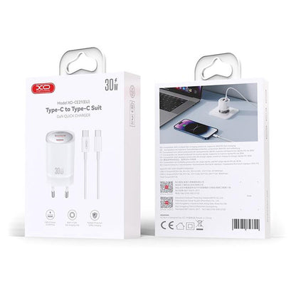 Caricabatterie da Rete con Cavo USB-C XO Design CE21, 30W, 3A, 1 x USB-A - 1 x USB-C, Bianco