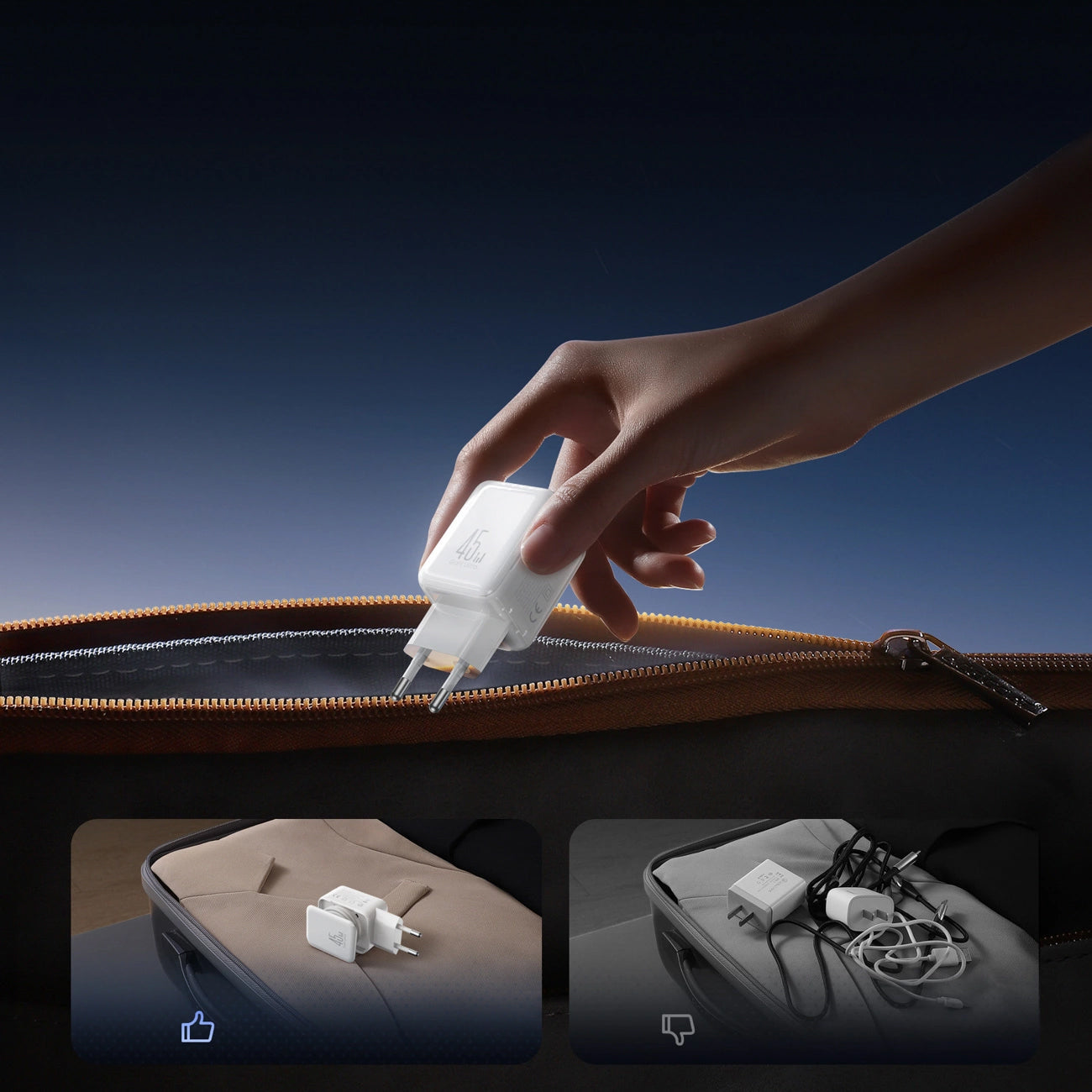 Caricabatterie Rete con Cavo USB-C Joyroom JR-TCL05, 45W, 3A, 2 x USB-C, Bianco