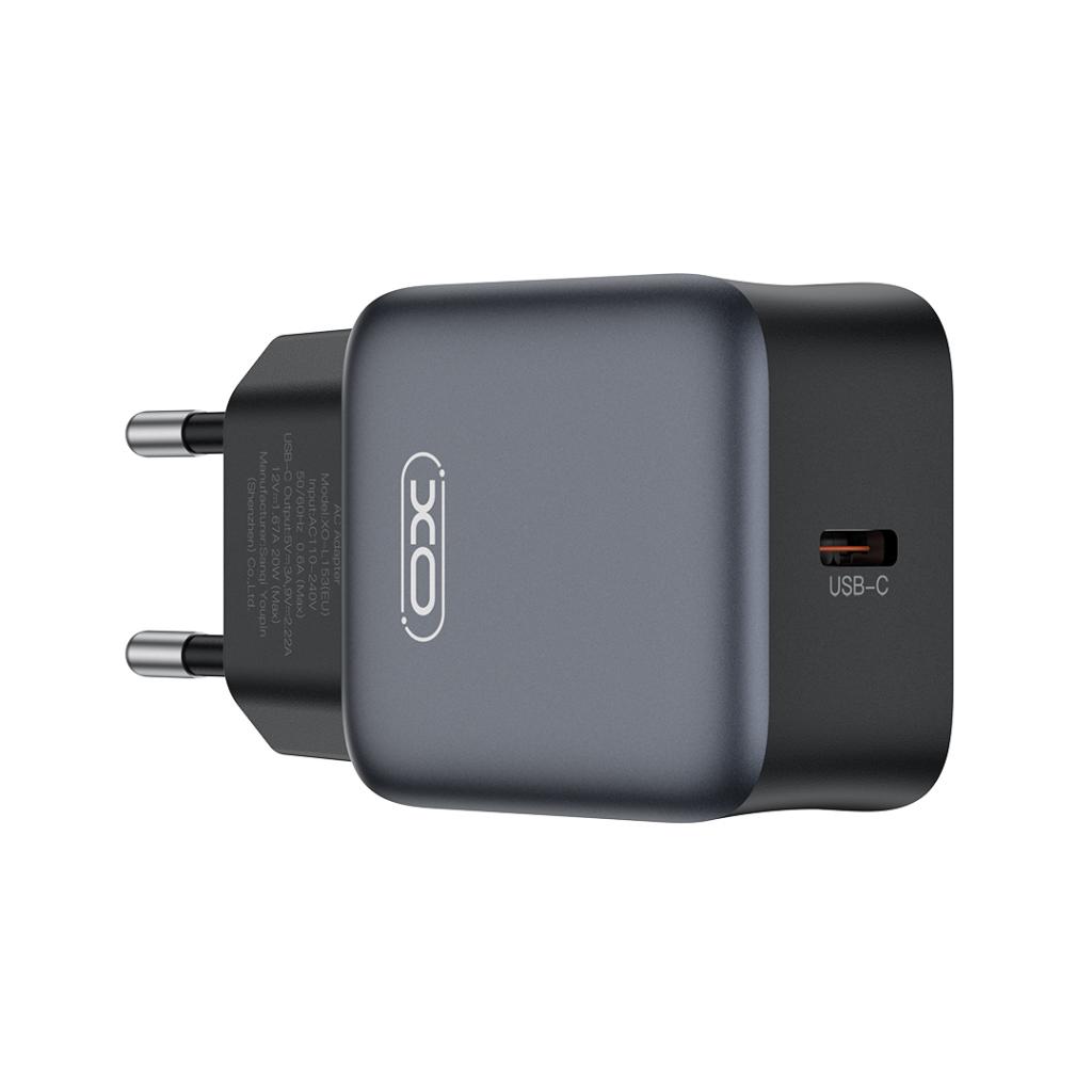 Caricabatterie da rete con cavo Lightning XO Design L155, 30W, 3A, 1 x USB-C, Nero