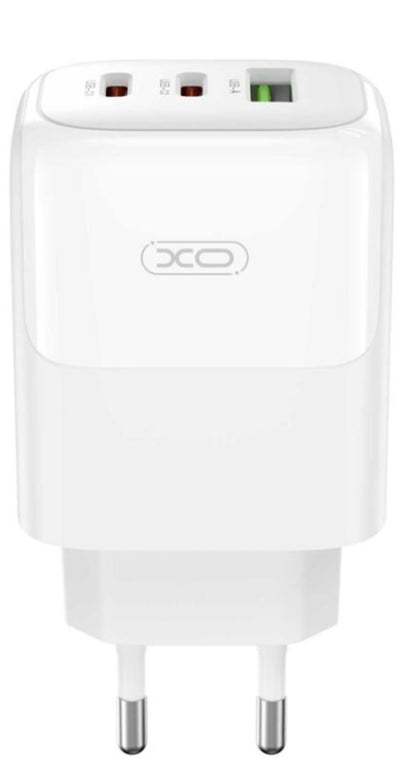 Caricabatterie da Rete con Cavo USB-C XO Design L139, 65W, 4.5A, 1 x USB-A - 2 x USB-C, Bianco