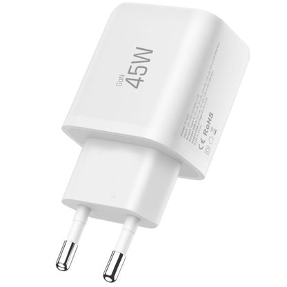 Caricabatterie Rete con Cavo USB-C Tech-Protect NCA45W, 45W, 3A, 1 x USB-A - 1 x USB-C, Bianco
