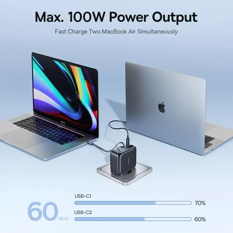 Caricabatterie Rete Con Cavo USB-C Baseus EnerCore CJ11, 100W, 1 x USB-A - 2 x USB-C, Nero E0120M00