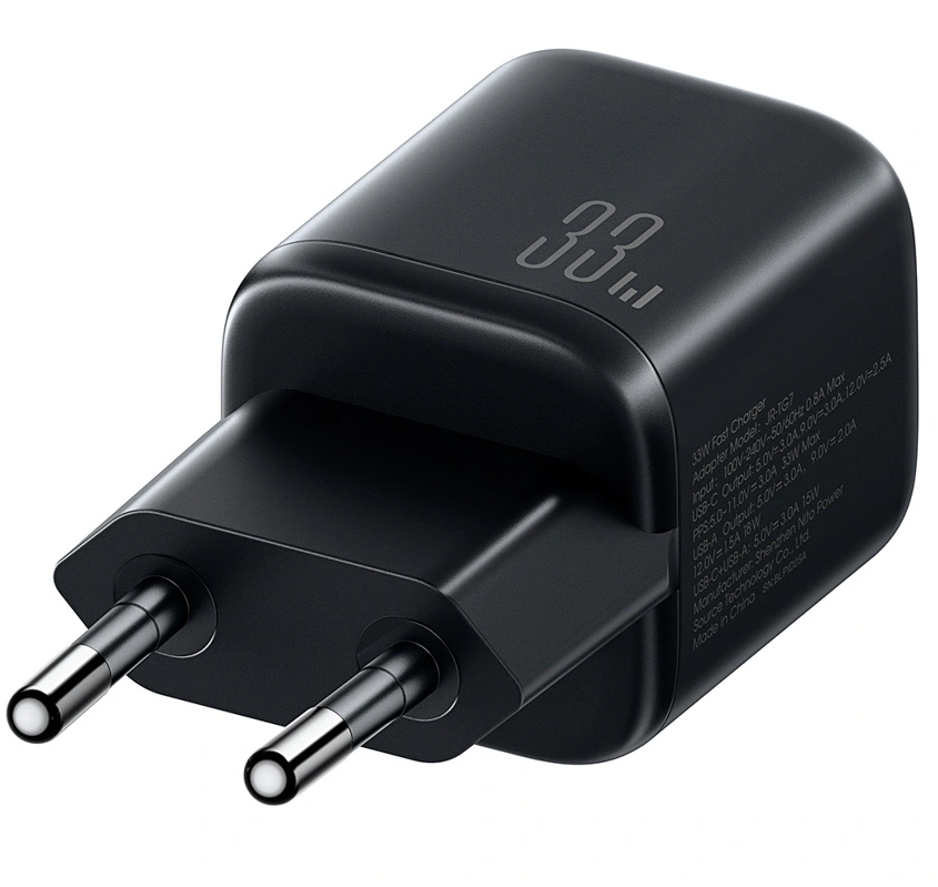 Caricatore da rete con cavo USB-C Joyroom JR-TG7, 33W, 3A, 1 x USB-A - 1 x USB-C, Nero