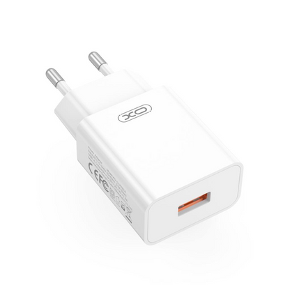 Caricatore da Rete con Cavo microUSB XO Design L127, 18W, 3A, 1 x USB-A, Bianco