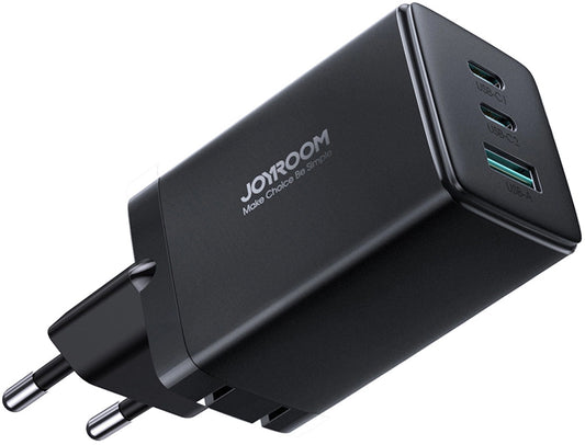 Joyroom TCG01 USB-C Network Charger with Cable, 65W, 3.25A, 1 x USB-A - 2 x USB-C, Black