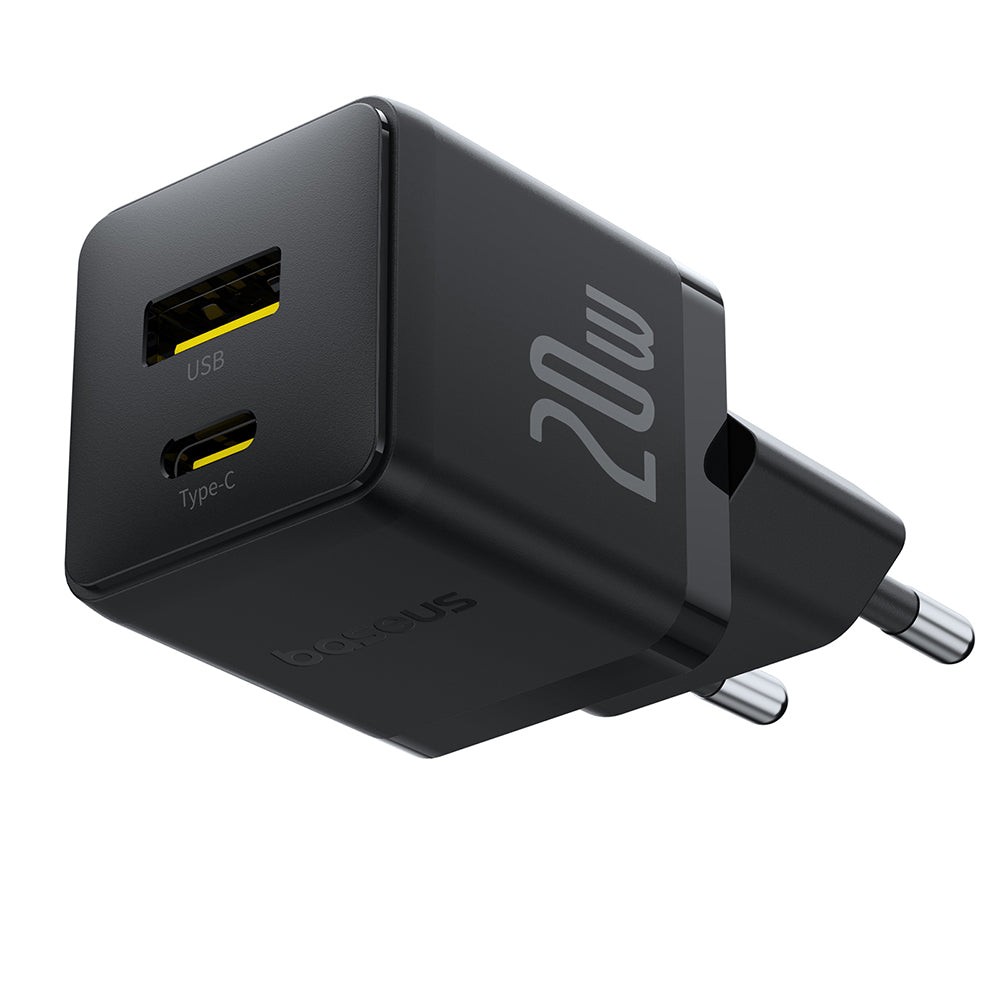 Caricabatterie da rete con cavo USB-C Baseus Palm, 20W, 3A, 1 x USB-A - 1 x USB-C, Nero P10111608113-01