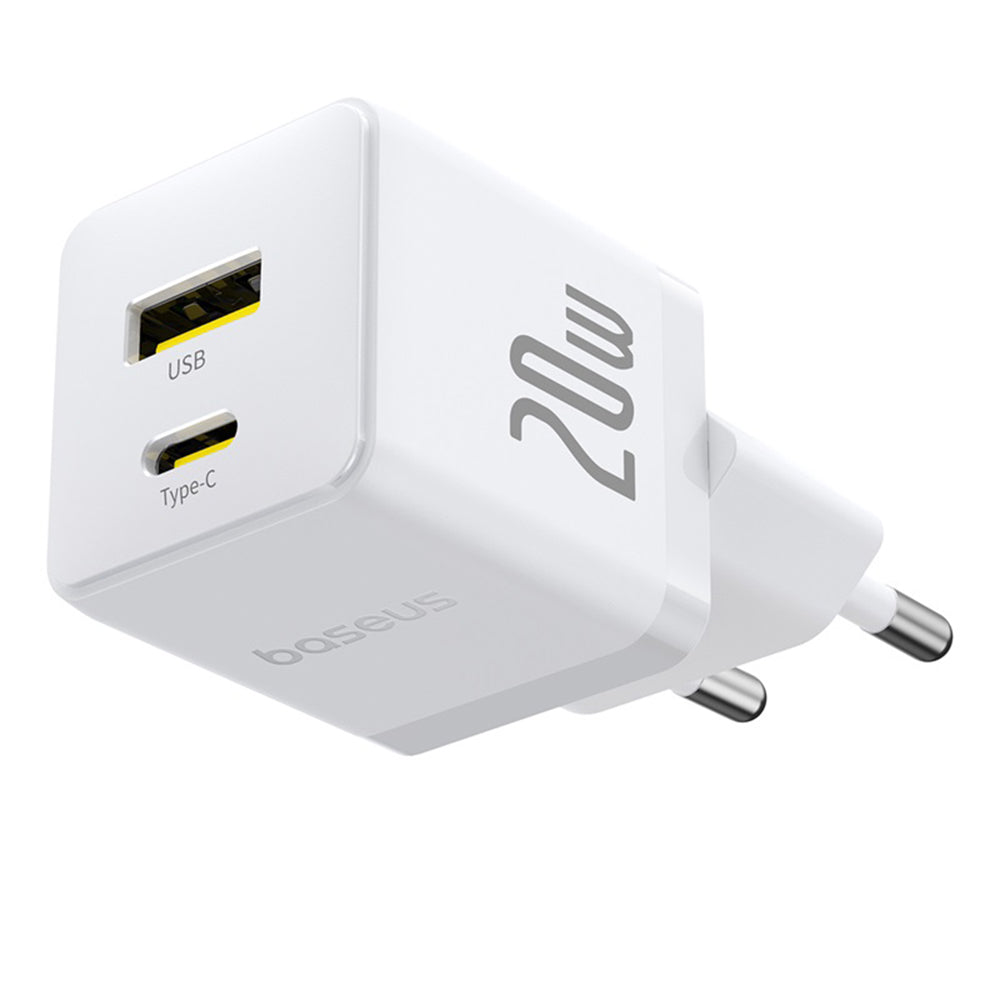 Caricabatterie da Rete con Cavo USB-C Baseus Palm, 20W, 3A, 1 x USB-A - 1 x USB-C, Bianco P10111608213-01