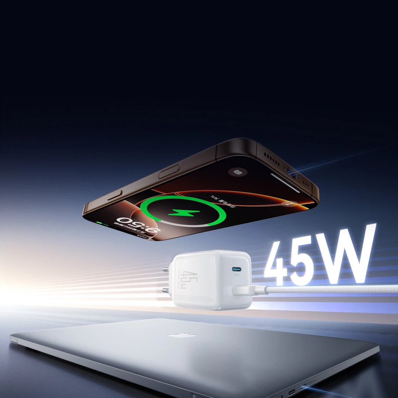 Caricabatterie Rete con Cavo USB-C Joyroom JR-TCL05, 45W, 3A, 2 x USB-C, Bianco