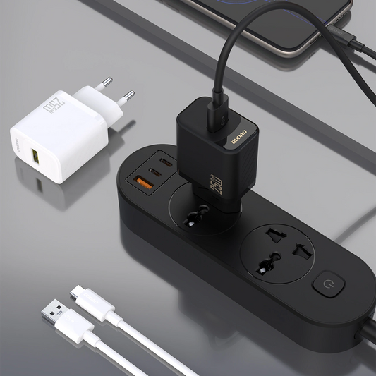 Caricatore da rete con cavo USB-C Dudao A27STEU, 25W, 3A, 1 x USB-A, Nero