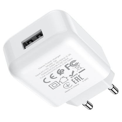 HOCO N2 Network Charger with Lightning Cable, 10W, 2A, 1 x USB-A, White
