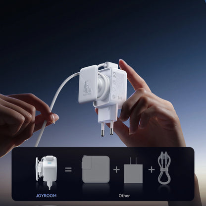 Caricabatterie Rete con Cavo USB-C Joyroom JR-TCL05, 45W, 3A, 2 x USB-C, Bianco