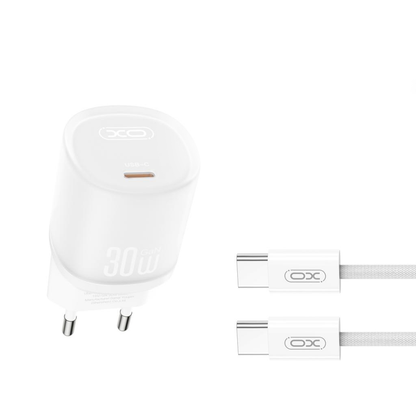Caricabatterie Rete con Cavo USB-C XO Design L150, 30W, 3A, 1 x USB-C, Bianco