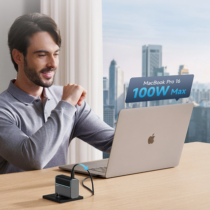 Caricabatterie da Rete con Cavo USB-C Cuktech, 100W, 5A, 1 x USB-A - 2 x USB-C, Grigio CUKAD1003EUG