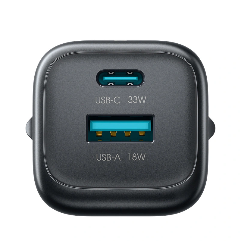 Caricatore da rete con cavo USB-C Joyroom JR-TG7, 33W, 3A, 1 x USB-A - 1 x USB-C, Nero