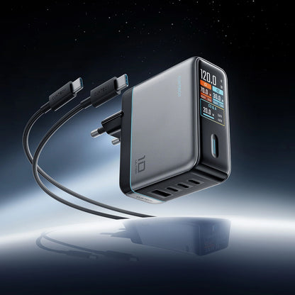 Caricatore da rete con cavo USB-C Cuktech AD1204U Display, 120W, 6A, 1 x USB-A - 2 x USB-C, Argento