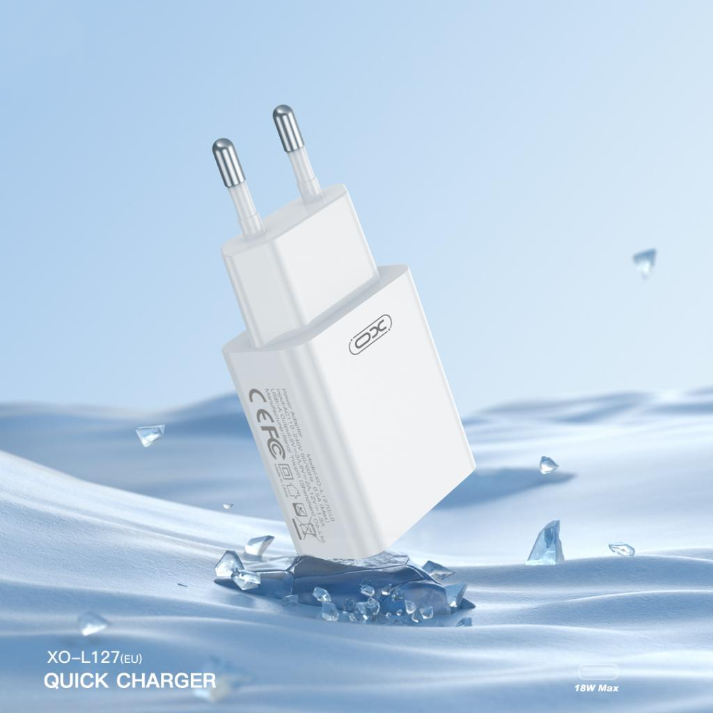 Caricatore da Rete con Cavo microUSB XO Design L127, 18W, 3A, 1 x USB-A, Bianco
